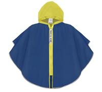PERLETTI Poncho Impermeable Niño con Cremallera y Capucha - Abrigo Chaqueta para Niños 3 4 5 6 Años Bicolor - Chubasquero Infantil Cortaviento Ligero con Detalles Reflectantes (Azul, 3-6 Años)