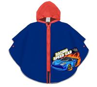 PERLETTI Poncho Impermeable Niño con Cremallera y Capucha - Abrigo Chaqueta para Niños 3 4 5 6 Años Racing Car - Chubasquero Infantil Cortaviento Ligero con Detalles Reflectantes (Coche, 3-6 Años)