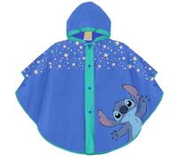 PERLETTI Poncho Impermeable Niño Niña Stitch - Chubasquero para Niños 3 4 5 6 Años con Capucha y Botones - Capa de Lluvia Antiviento con Disney Talla Única Azul