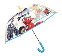 PERLETTI Ricky Zoom Paraguas Niño Niña 3/5 Años - Paraguas Transaparentes Largo a Cúpula con Moto Loop y Ricky y Apertura de Seguridad - Paraguas Infantil Lúcido Resistente Antiviento - Diámetro 64 cm