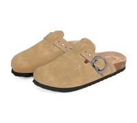 PERLETTI Sandalias Mujer Invierno Verano Cómodas Ligeras - Zapatillas de Estar por Casa con Suela Antideslizante - Sandalias de Vestir Planas Cerradas para Mujeres Hebilla Ajustable (Arena, 41)