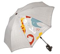 PERLETTI Sombrilla Carro Bebe Universal Anti UV con Animales - Mini Paraguas Cochecito Niño Niña Protección Solar Apertura Manual - Sombrilla Lluvia Carrito Silla de Paseo - Diámetro 70 cm (Beige)