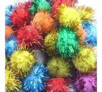 Perlin 100 pompones de peluche con purpurina plateada, pompón redondo, mezcla de colores, juego de 20 mm, pompón de costura Tilda, manualidades, ribete, bolas de peluche esponjosas, para manualidades