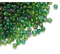 Perlin 1100 cuentas de cristal de 4 mm, 6/0, cuentas de pony redondas, mini perlas de semilla (verde AB transparente)