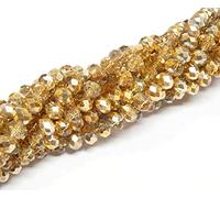 Perlin 120 Cuentas de Bohemia de 4 mm, Perlas Checas de Cristal Con Circonita Tallada, 1 Hebra (Oro Cristal)