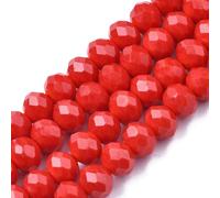 Perlin 135 piezas de perlas de cristal checas bohemias de 3 mm x 2 mm, perlas checas, perlas de cristal CZ, perlas facetas en forma de rosquilla, perlas de vidrio, 1 cadena (rojo opaco)