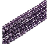 Perlin 135 piezas de perlas de cristal checo bohemia de 3 mm x 2 mm, perlas checas, perlas de cristal CZ, perlas de vidrio facetado, perlas en forma de rondelle, perlas esféricas, 1 cadena (lila)