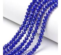 Perlin 135 piezas de perlas de cristal checo bohemia de 3 mm x 2 mm, perlas checas, perlas de cristal CZ talladas en facetas, rondelles facetados, perlas de vidrio, 1 cadena (Azul Cobalto Opaco)