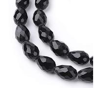 Perlin 15 Perlas de Cristal Checo Negro 12mm x 8mm Gota Facetadas