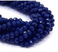 Perlin 160 cuentas de cristal checas de Bohemia de 3 mm x 2 mm, perlas checas de cristal con circonita cúbica facetadas, 1 hebra (azul real opaco), Tschechische Rondell 3mm
