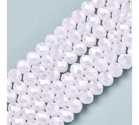 Perlin 160 perlas de cristal checas de Bohemia de 3 mm x 2 mm, perlas checas de cristal con circonita cúbica facetada, 1 hebra (blanco opaco)