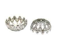 Perlin 30 unidades de acero inoxidable filigrana perlas tapas de perlas 12 mm metal espaciador cuentas intermedias tapas de metal plata perlas para joyas perlas cadena pulsera M581