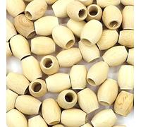 Perlin 50 cuentas de madera de 16 x 12 mm, ovaladas de 6 mm, con agujero grande, natural, marrón y color mezclado, para enhebrar, para manualidades, espaciadores, cuentas intermedias (naturales)
