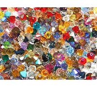 Perlin 50 perlas de cristal de Bohemia Preciosa de 6 mm, doble cono, multicolor, juego de perlas checas, perlas de cristal talladas, cuentas biconas