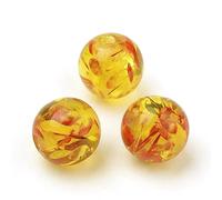 Perlin 60 perlas de ámbar artificial de 8 mm, ámbar de fuego Kehribar Amber con agujero para enhebrar, perforadas (rojo redondo con flor)
