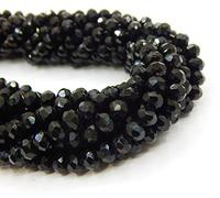 Perlin 85 cuentas de cristal checas de Bohemia de 6 mm, perlas checas, perlas de cristal talladas con circonita cúbica, 1 hebra (negro), TSCHECHISCHE RONDELL 6MM