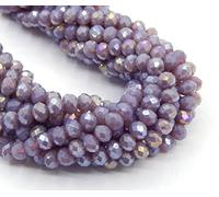 Perlin 85 cuentas de cristal checas de Bohemia de 6 mm, perlas checas, perlas de cristal talladas con circonita cúbica, 1 hebra (lila opaca)