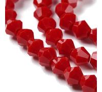 Perlin 90 perlas de cristal de Bohemia de 4 mm, doble cono, perlas checas, perlas de cristal talladas, cuentas biconas (rojo opaco)