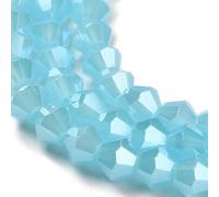 Perlin 90 perlas de cristal de Bohemia de 4 mm, doble cono, perlas checas, perlas de cristal talladas, perlas biconas (aguamarina mate)