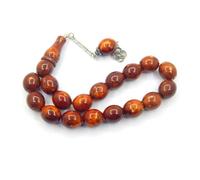 Perlin Cadena de oración Tesbih Tasbih Tespih Misbaha Subha 17, rosario islámico musulmán, accesorios de adoración, perlas ovaladas, 14 x 12 mm, L, Acrílico Latón, Sin piedra preciosa