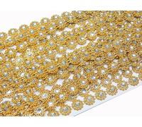 Perlin Cinta de diamantes dorada, 1 fila, 9 m, rollo de cinta de estrás, cinta decorativa, decoración de bodas, suministros de fiesta para bodas, cumpleaños, tartas, caja de regalo, decoración