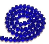 Perlin Cuentas de cristal checas de Bohemia de 6 mm, perlas checas de cristal de circonita tallada, 85 unidades, 1 hebra (azul cobalto)