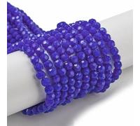 Perlin Cuentas de cristal checas redondas de Bohemia de 4 mm, circonita cúbica, 90 unidades, color azul, perlas de cristal facetadas para enhebrar (cobalto opaco)