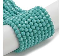 Perlin Cuentas de cristal checas redondas de Bohemia de 4 mm, circonitas, 90 unidades, cuentas de cristal facetadas para enhebrar (turquesa opaca)