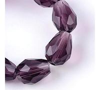 Perlin Cuentas de cristal checo, 8 mm x 6 mm, forma de lágrima, 15 unidades, amatista