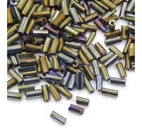 Perlin Cuentas de cristal de 4 mm, para enhebrar, 3800 unidades, tubos, tubos, varillas, para fabricación de joyas (bronce dorado)