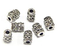 Perlin Espaciadores de tubo, piezas intermedias, perlas plateadas, cuentas de metal de 8 mm, 40 unidades, tubo, perlas intermedias para manualidades, joyas, cadenas, pulseras, piezas de joyería de