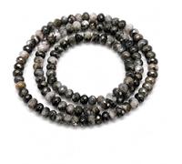 Perlin Hilo de cuentas de ágata jaspe de piedras semipreciosas para joyas, collares, pulseras, 4mm, rondelle, 110 piezas (jaspe negro)