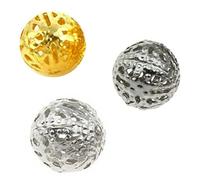 Perlin Juego de 150 cuentas de metal de latón, filigrana, 10 mm, platino, plata, oro, bola hueca, sueltas, intermedias, redondas, para hacer joyas
