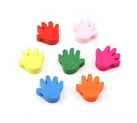 Perlin Juego de 20 cuentas de madera para enhebrar, diseño de perlas de colores, para manualidades, pulseras, joyas, collares, colores mezclados (a mano, 17 mm x 17 mm)