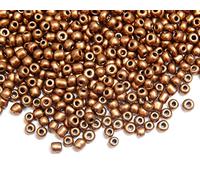 Perlin Juego de cuentas de cristal de 4 mm, color metálico, 6/0, perlas Pony transparentes, pequeñas cuentas redondas de metal, 1100 unidades (marrón mate)