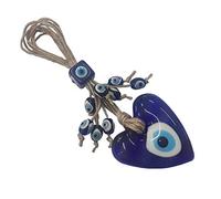 Perlin Mal de ojo Nazar Boncuk Boncugu Corazón Turco Azul Evil Eye Tapiz de Pared 18 cm Ornamento Amuleto Decoración del Hogar Protección Bendición Regalo Colgante para Coche Casa y Oficina