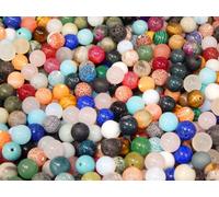 Perlin Mezcla de piedras preciosas para enhebrar, piedras naturales, multicolor, perlas con agujero, lava, cuarzo, amatista, piedra de luna, jaspe turquesa, ojo de tigre, para pulseras, cadenas