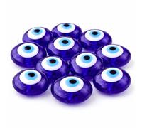 Perlin Nazar Boncuk - Juego de 12 perlas de cristal redondas de ojo azul de 16 mm, amuleto turco de la suerte, protección contra el mal de ojo, DIY, joyas, manualidades, decoración, regalos para