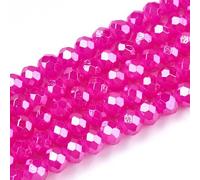 Perlin Perlas checas de Bohemia de cristal de 4 mm, perlas checas, perlas de circonita talladas en facetas, rondelles facetados, cuentas de vidrio, 1 cadena 120 piezas (Rosa AB)