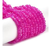 Perlin Perlas checas de cristal de Bohemia de 3 mm x 2 mm, perlas checas, perlas de circonita, facetas, rondelle, esferitas, perlas de vidrio, 1 cadena, 160 unidades (rosa)
