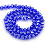 Perlin Perlas checas de cristal de Bohemia de 4 mm, perlas checas, perlas de circonita talladas en facetas, rondelles facetados, perlas de vidrio, 1 cadena de 120 piezas (Cobalto AB)
