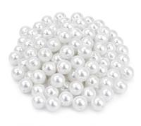 Perlin Perlas cultivadas de imitación, perlas de cera de nácar, 100 unidades, perlas sintéticas redondas de 10 mm, para bodas, fiestas, decoración, joyas, manualidades (blanco)