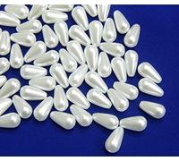 Perlin Perlas cultivadas de imitación, perlas de cera de nácar, 300 unidades, 8 x 4 mm, perlas sintéticas para bodas, fiestas, decoración, joyas, manualidades (blanco)