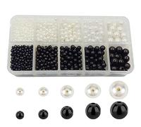 Perlin Perlas cultivadas de imitación perlas sintéticas de nácar de cera juego de 1530 unidades 5 tamaños blanco y negro redondo plástico acrílico para bodas, fiestas, decoración, joyas y manualidades