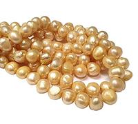 Perlin Perlas de agua dulce para enhebrar perlas cultivadas de agua dulce, perforadora, pequeñas piedras preciosas barrocas, perlas sueltas (crema beige, 9 mm)