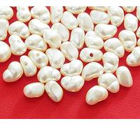 Perlin Perlas de cera, imitación de 10 x 6 mm, crema crema, 200 unidades