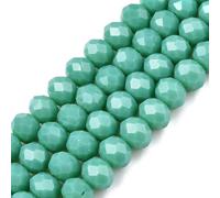 Perlin Perlas de cristal checas bohemias de 3 mm x 2 mm Perlas checas Perlas de cristal de CZ con talla de vidrio Facetadas Rondeles Esferas Perlas de vidrio 1 cadena 160 uds (Turquesa Opaco)