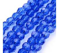 Perlin Perlas de cristal checas y bohemias redondas 4mm CZ 90 piezas Perlas facetas de vidrio para enhebrar (Azul)