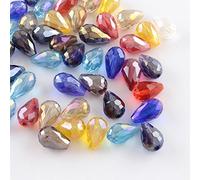 Perlin Perlas de cristal checo multicolor, 8 mm, forma de gota, pulidas a fuego, perlas de cristal tallado, 100 unidades