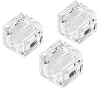 Perlin Perlas de cristal con forma de cubo, perlas checas de cristal talladas, 2 x 2 mm (transparente)